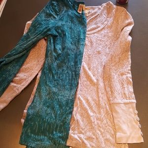 BKE burnout long sleeve tops M grey/teal